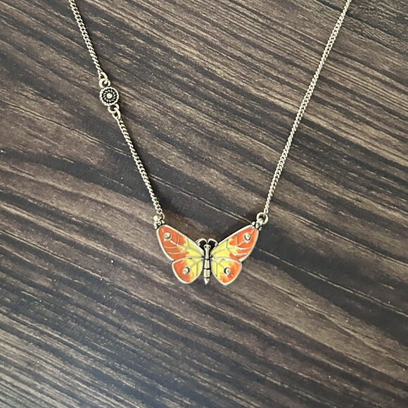 Yellow and Orange Enamel Butterfly Necklace ASO Alex Russo - Picture 4 of 12